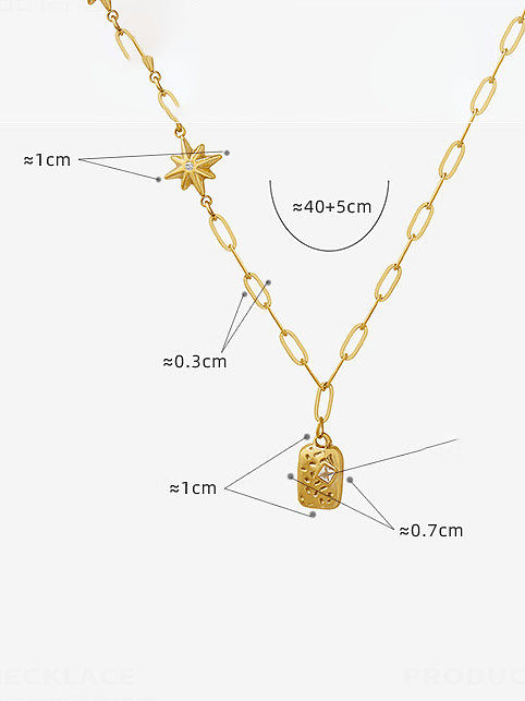 Geometrische Vintage-Halskette aus Titanstahl mit Zirkonia