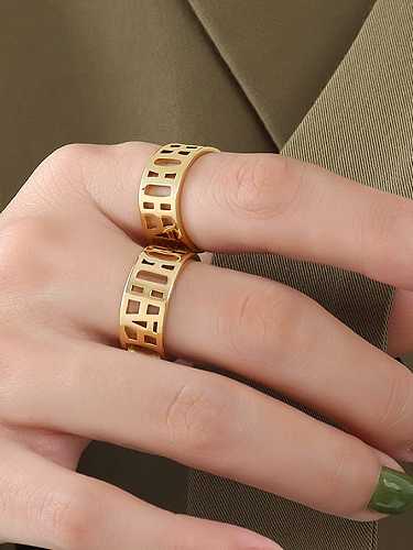 Titanium Steel Geometric Minimalist HollowLetter Band Ring