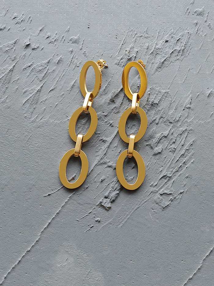 Titanium 316L Stainless Steel Hollow Geometric Minimalist Drop Earring with e-coated waterproof