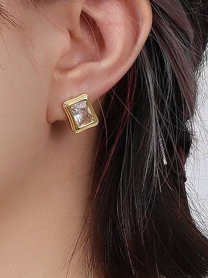 Boucles d'oreilles et collier géométriques vintage en acier au titane et zircone cubique