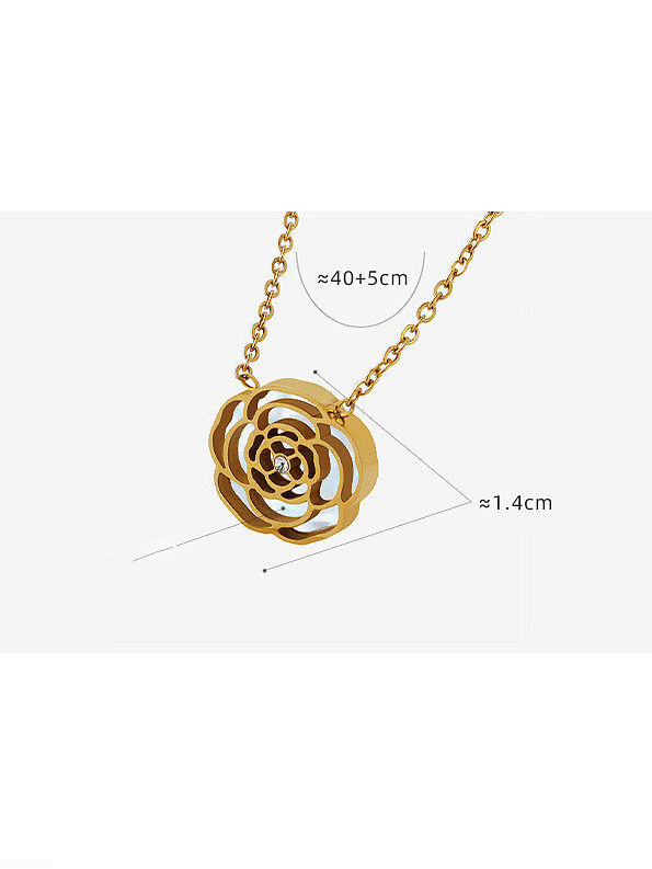 Titan-Stahl-Muschel-Blumen-Minimalist-Halskette