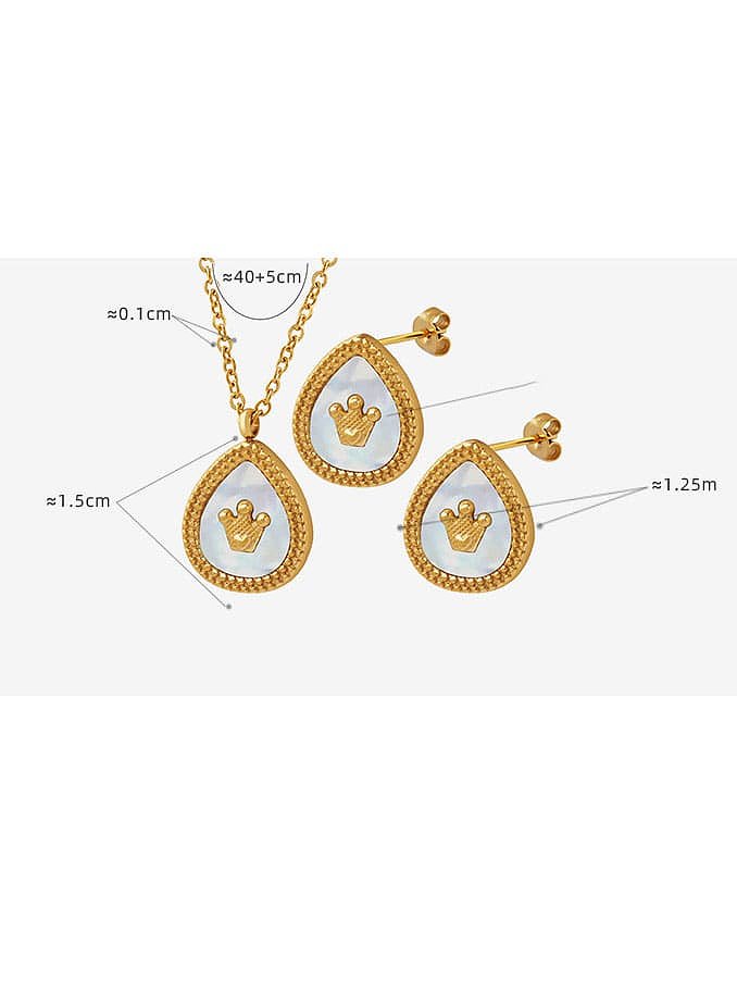 Trend Water Drop Titanium Steel Shell Earring and Necklace Set