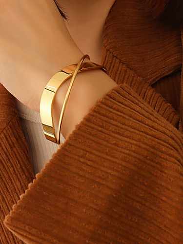 Titanium Steel Smooth Cross Minimalist Cuff Bangle