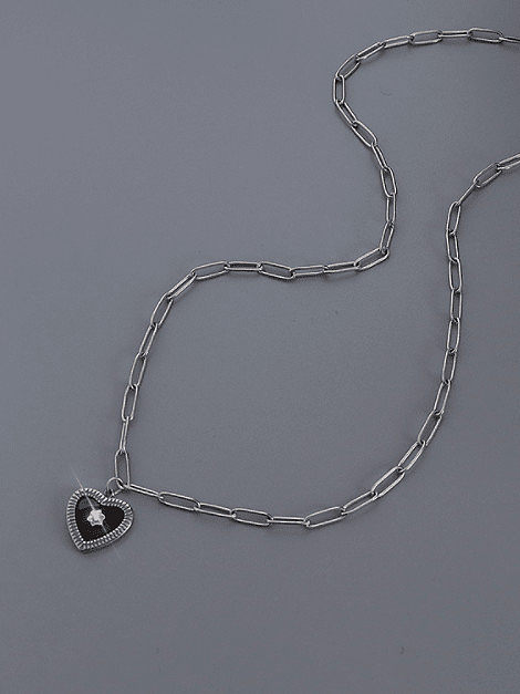 Collier minimaliste de coeur d'émail d'acier inoxydable du titane 316L avec e-enduit imperméable à l'eau