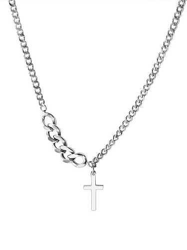 Titanium 316L Stainless Steel Cross Vintage Hollow Chain Necklace with e-coated waterproof