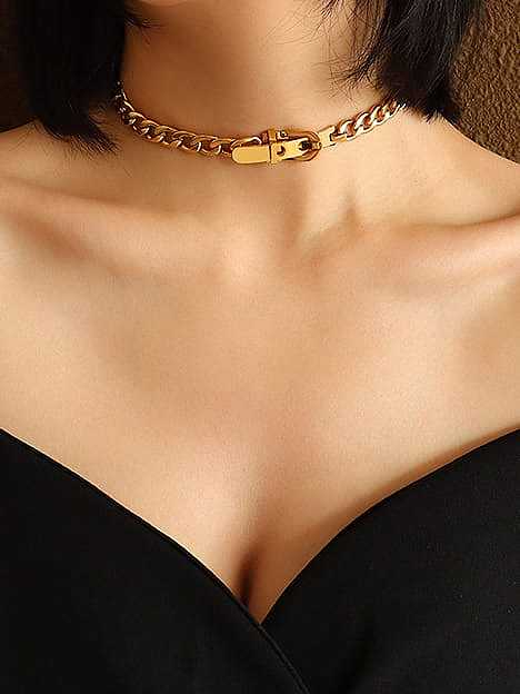 Titanium 316L Stainless Steel Hollow Geometric Vintage Choker Necklace with e-coated waterproof