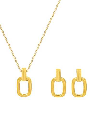 Minimalistisches geometrisches Ohrring- und Halsketten-Set aus Titanstahl