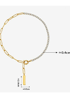 Titanium Steel Cubic Zirconia Tassel Minimalist Necklace