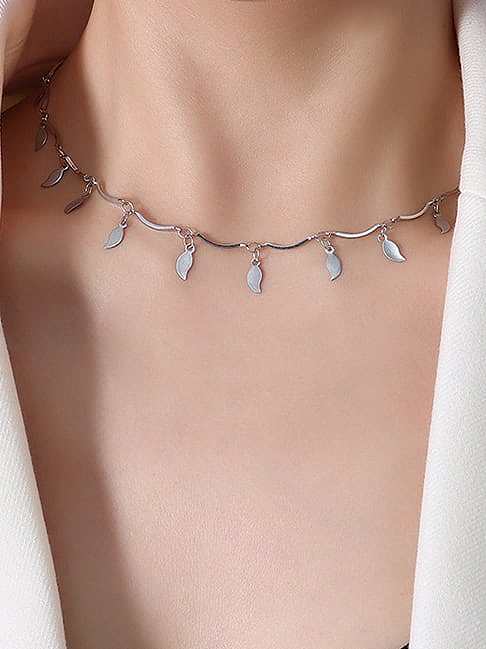Titanium Steel Leaf Minimalist Necklace