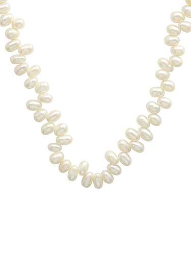 Collier de perles minimaliste irrégulier en laiton avec perles d'eau douce