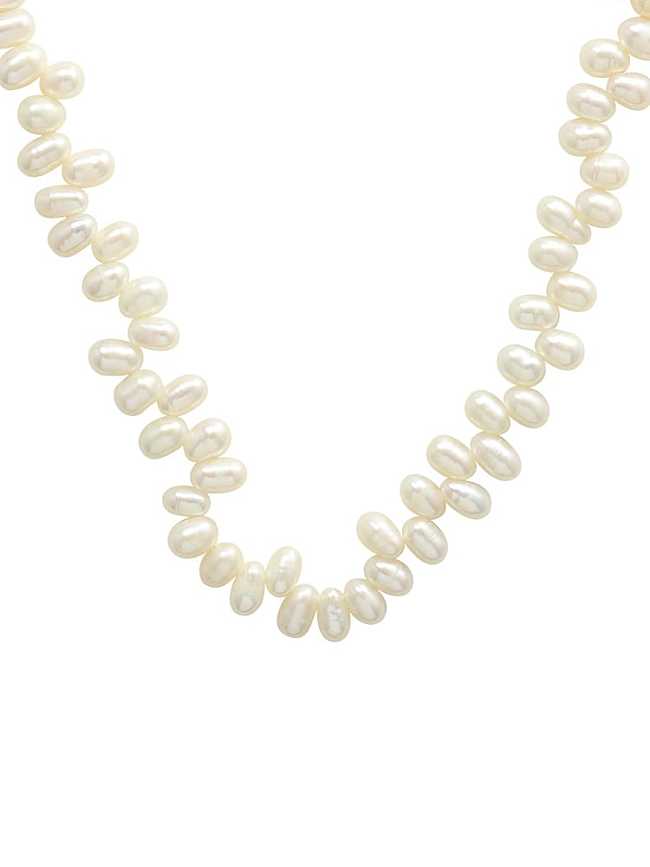 Brass Freshwater Pearl Irregular Minimalist Beaded Necklace