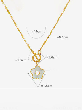 Titan-Stahl-Muschel-Blumen-Minimalist-Halskette