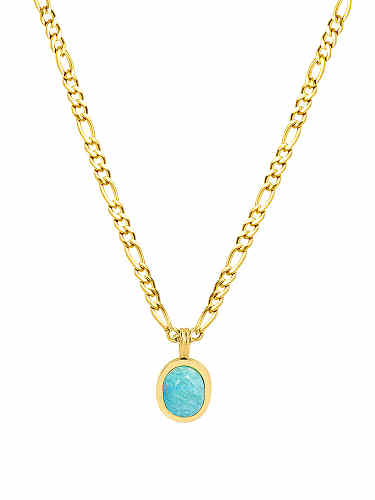 Collier Minimaliste Coeur Turquoise Acier Titane