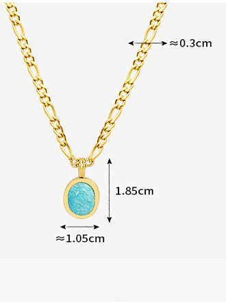 Titanium Steel Turquoise Heart Minimalist Necklace