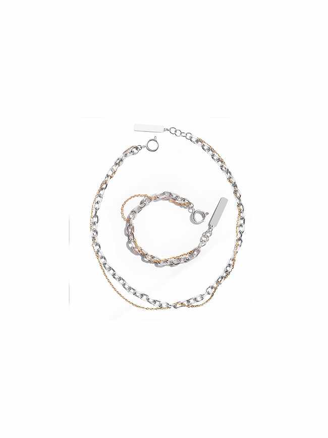 Ensemble bracelet et collier en acier au titane géométrique tendance
