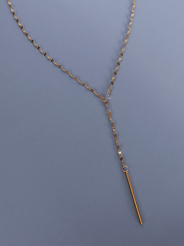 Minimalistische Lariat-Halskette aus Titan 316L-Edelstahl mit Quaste und E-Beschichtung, wasserdicht