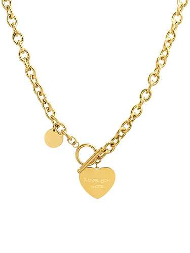 Titanium 316L Stainless Steel Heart Vintage Hollow Chain Necklace with e-coated waterproof