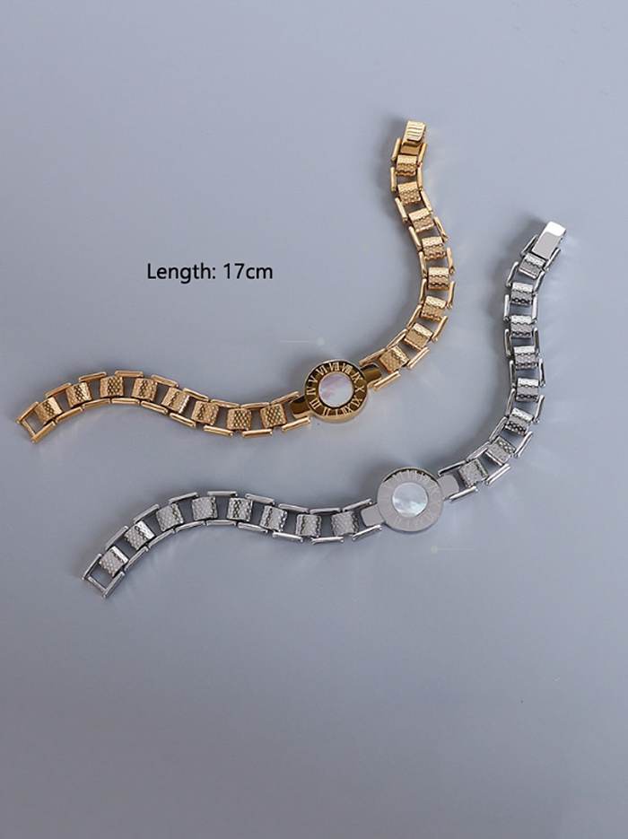 Titanium 316L Stainless Steel Roman Numeral Watch Plate Couple Shell Bracelet with e-coated waterproof