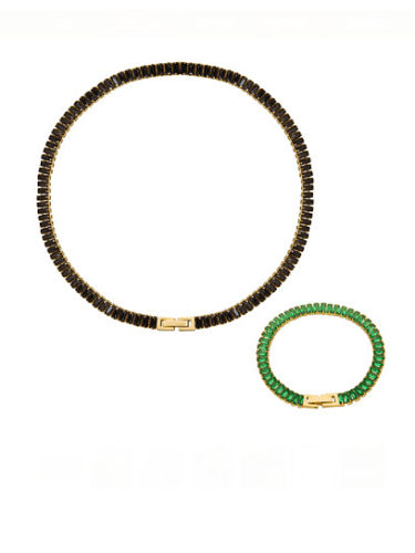 Minimalistisches geometrisches Halsketten-Set aus Titanstahl mit Zirkonia