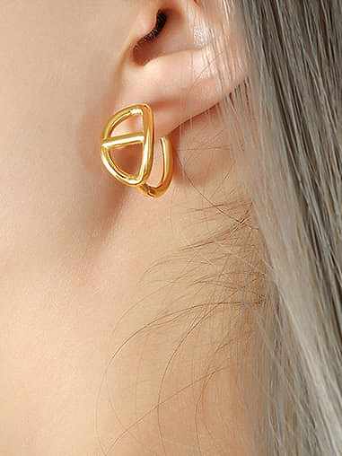 Boucle d'oreille Huggie minimaliste géométrique en acier titane