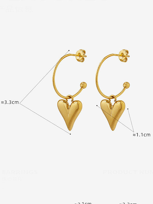 Titanium Steel Heart Minimalist Hook Earring