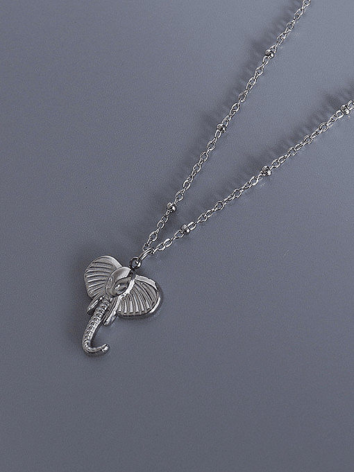 Titanium 316L Stainless Steel Cute Elephant Pendant Necklace with e-coated waterproof