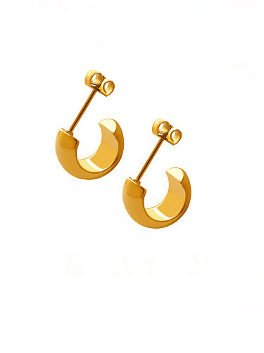 Boucles d'oreilles en forme de C vintage géométrique en acier au titane