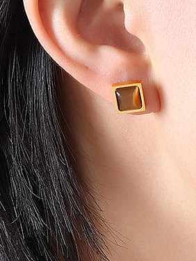 Titanium Steel Tiger Eye Geometric Minimalist Stud Earring