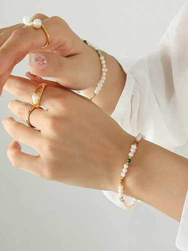 Bracelet de perles de Bohême en acier au titane avec perles d'eau douce