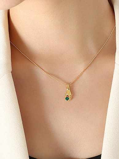 Titan Stahl Strass Palme Vintage Perlenkette Halskette