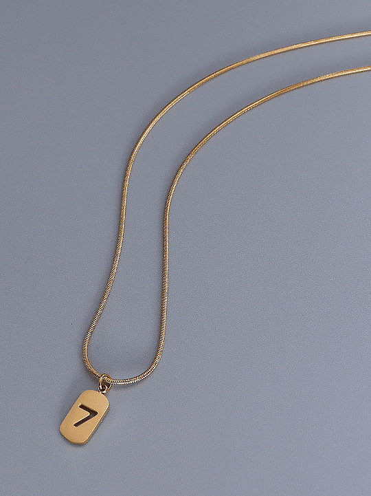 Titan 316L Edelstahl minimalistische hohle Nummer 7 Halskette mit wasserdichter E-Beschichtung