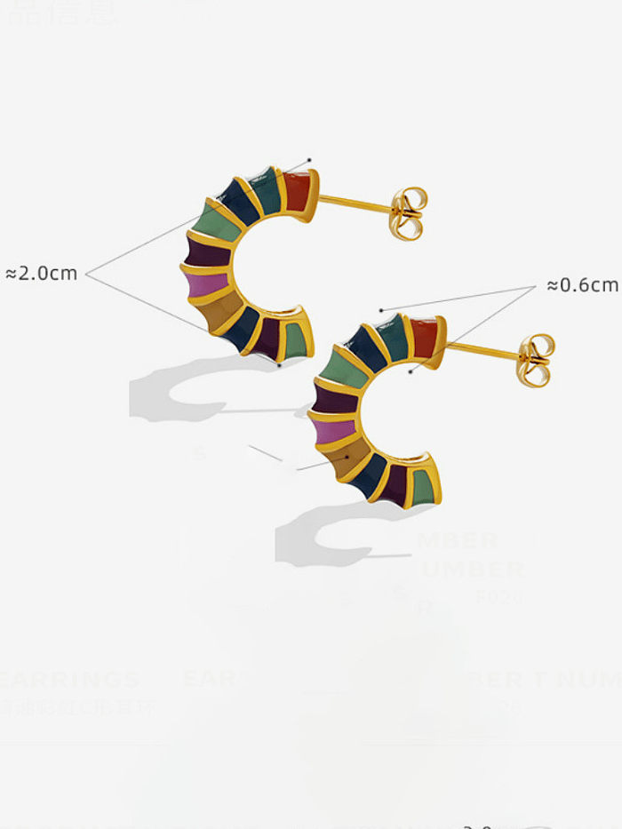 Geometrischer minimalistischer Ohrstecker aus Titanstahl mit mehrfarbiger Emaille