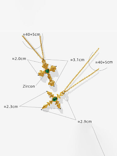 Titanium Steel Cubic Zirconia Minimalist Cross Pendant Necklace