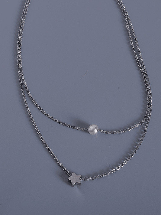 Titan 316L Edelstahl Stern minimalistische mehrsträngige Halskette mit wasserdichter E-Beschichtung