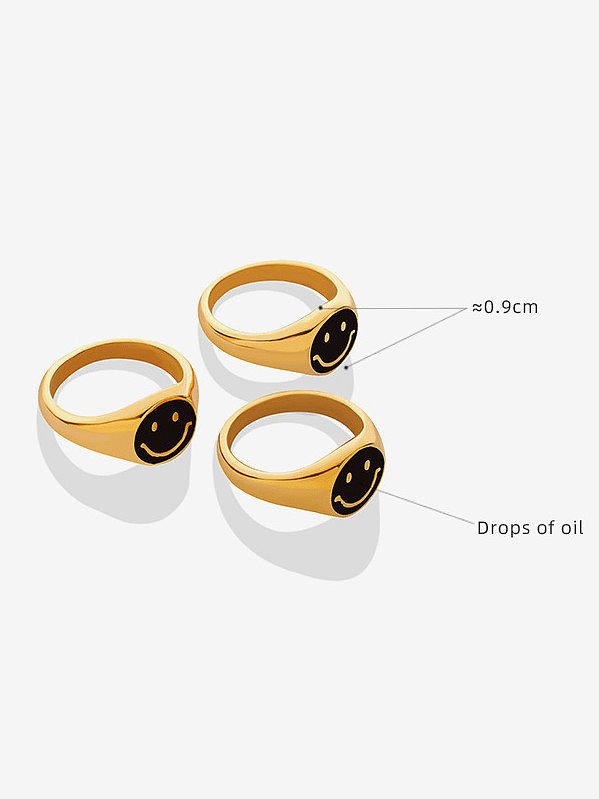 Titanium Steel Enamel Smiley Cute Band Ring