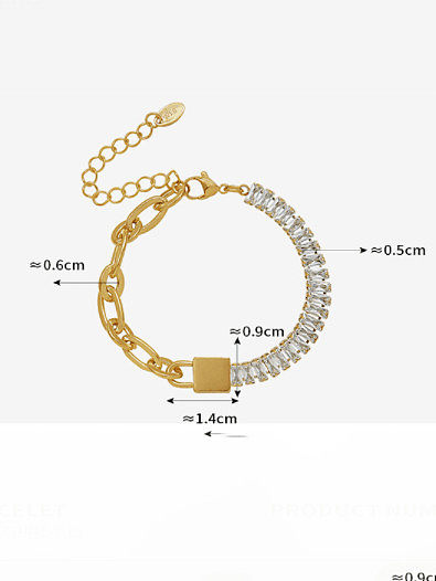Bracelet à maillons minimalistes géométriques en acier au titane et zircone cubique
