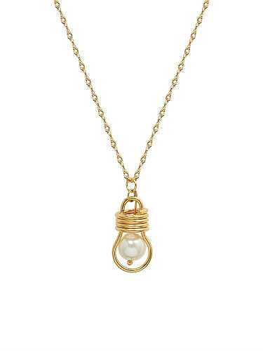 Collier minimaliste irrégulier en perle d'imitation en acier au titane
