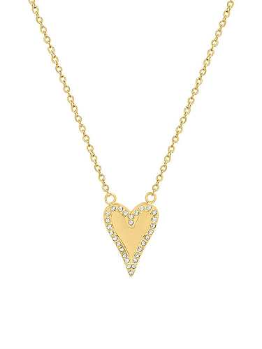 Titanium Steel Rhinestone Heart Minimalist Necklace