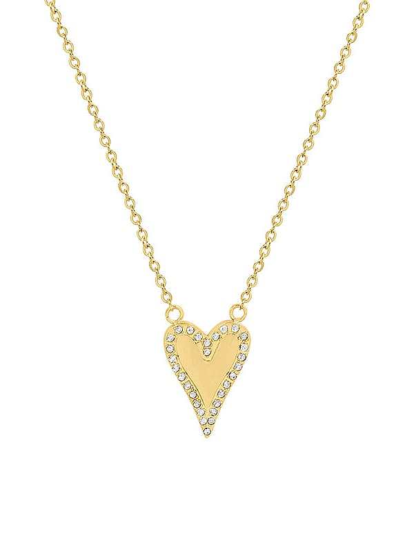Titan Stahl Strass Herz minimalistische Halskette