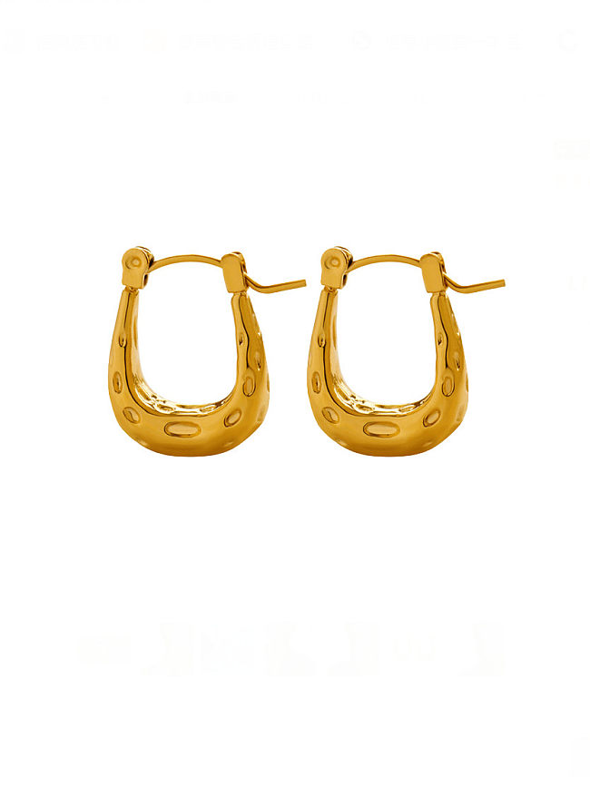 Boucles d'oreilles Huggie géométriques vintage en forme de U en acier au titane
