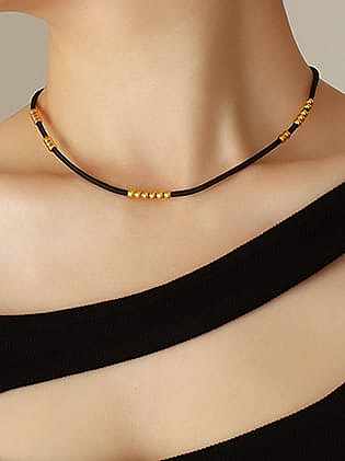 Titan-Stahlperlen-Kunstleder-runde Vintage-Halskette