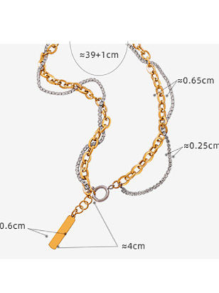 Titanium Steel Hollow Geometric Hip Hop Multi Strand Necklace