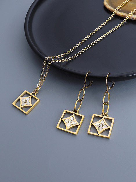 Titanium 316L Stainless Steel Shell Minimalist Geometric Earring and Necklace Set with e-coated waterproof