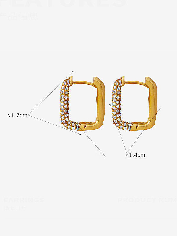 Boucles d'oreilles Huggie hip hop géométriques en acier titane avec zircone cubique