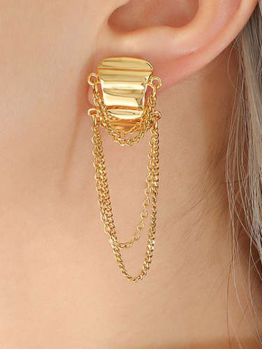 Brass Asymmetrical Geometric Tassel Vintage Earring