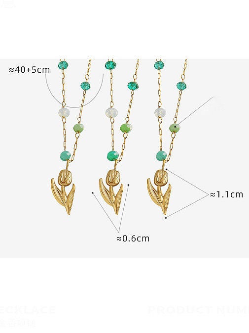 Titan-Stahl-Perlen-Blumen-Minimalist-Halskette