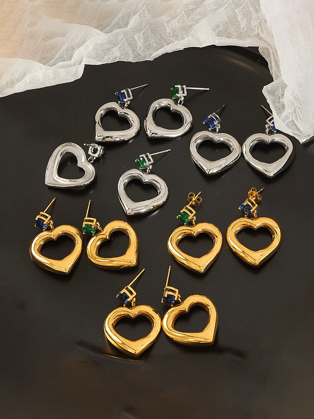 Boucles d'oreilles pendantes vintage géométriques en zircon cubique en acier au titane