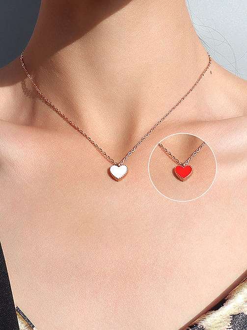 Titanium 316L Stainless Steel Enamel Heart Minimalist Necklace with e-coated waterproof