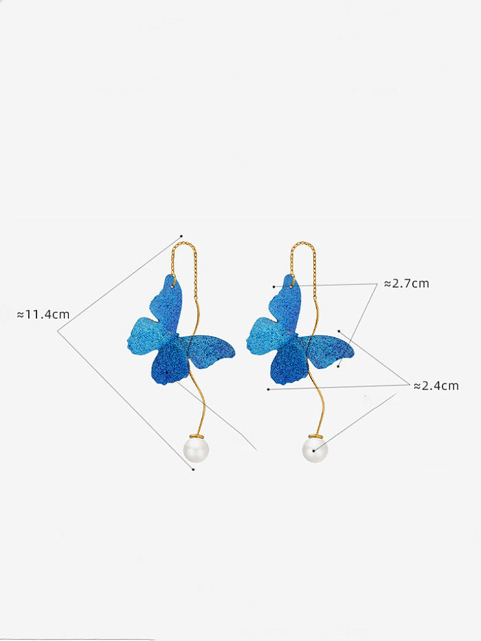 Schmetterling minimalistischer Einfädler-Ohrring aus Titan-Stahl-Harz