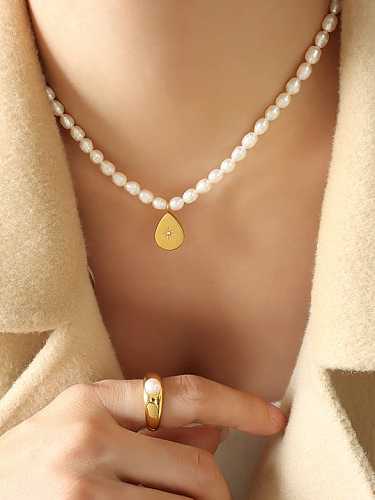 Titan Stahl Nachahmung Perle Wassertropfen minimalistische Halskette